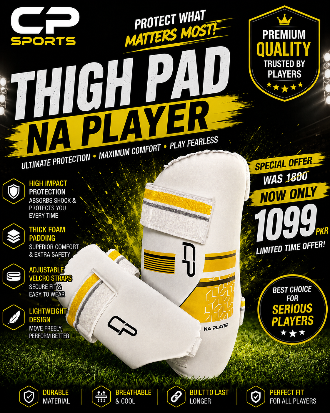 CP Pro Thigh Pad | Premium Cricket Thigh Protection