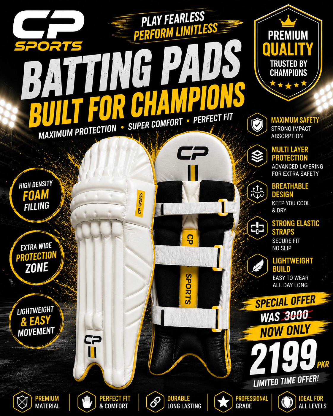 CP Pro Batting Pads | Premium Cricket Batting Protection