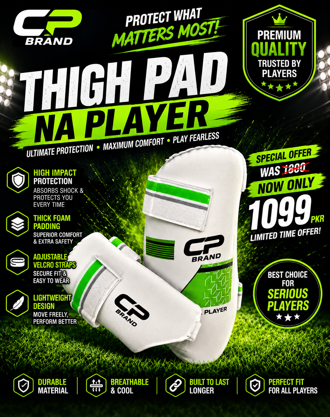 CP Pro Thigh Pad | Premium Cricket Thigh Protection